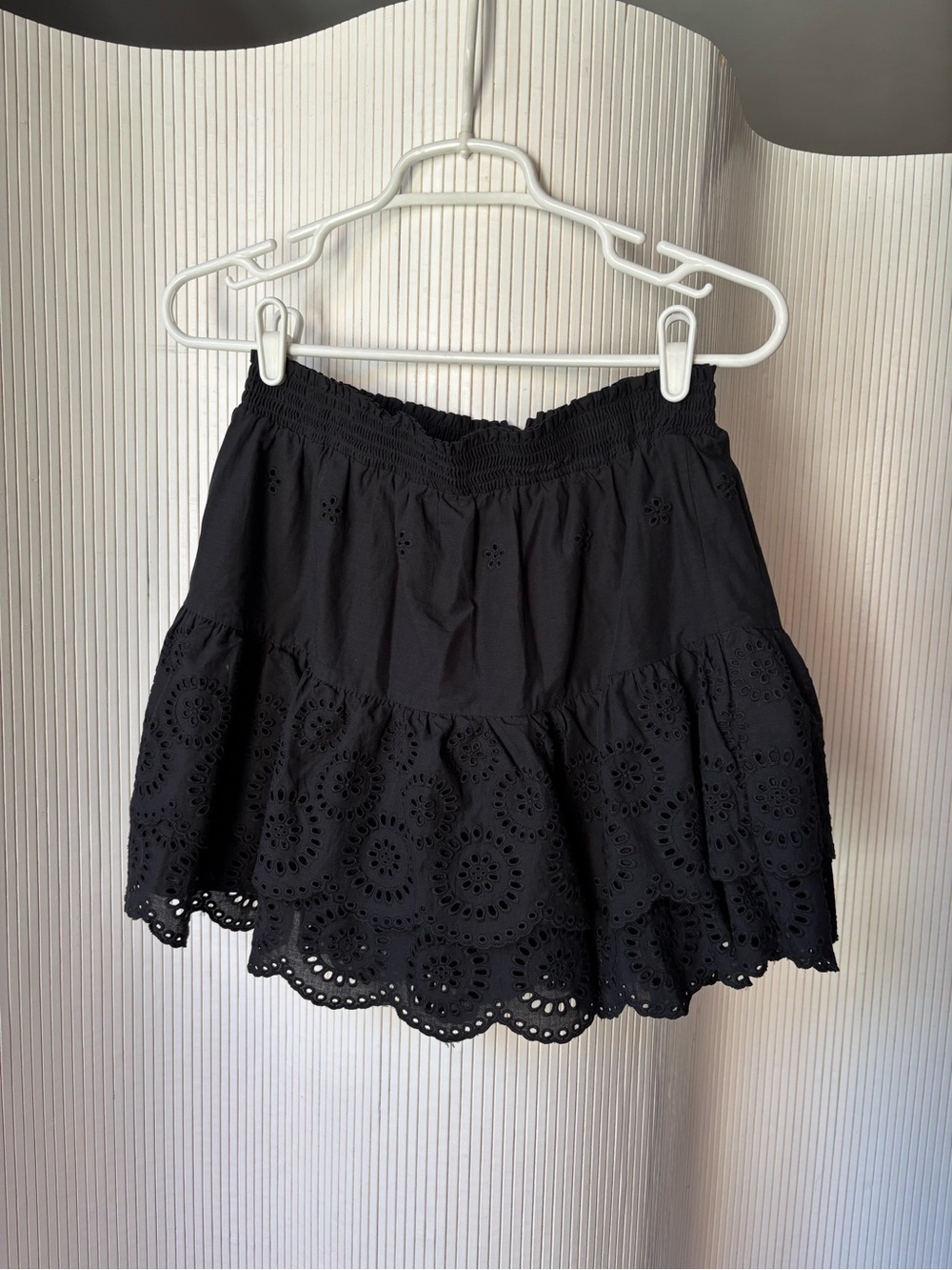 BB Dakota Black Eyelet Ruffled Waist Mini